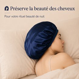 Bonnet de Nuit Satin Effet Sois Bleu Nuit