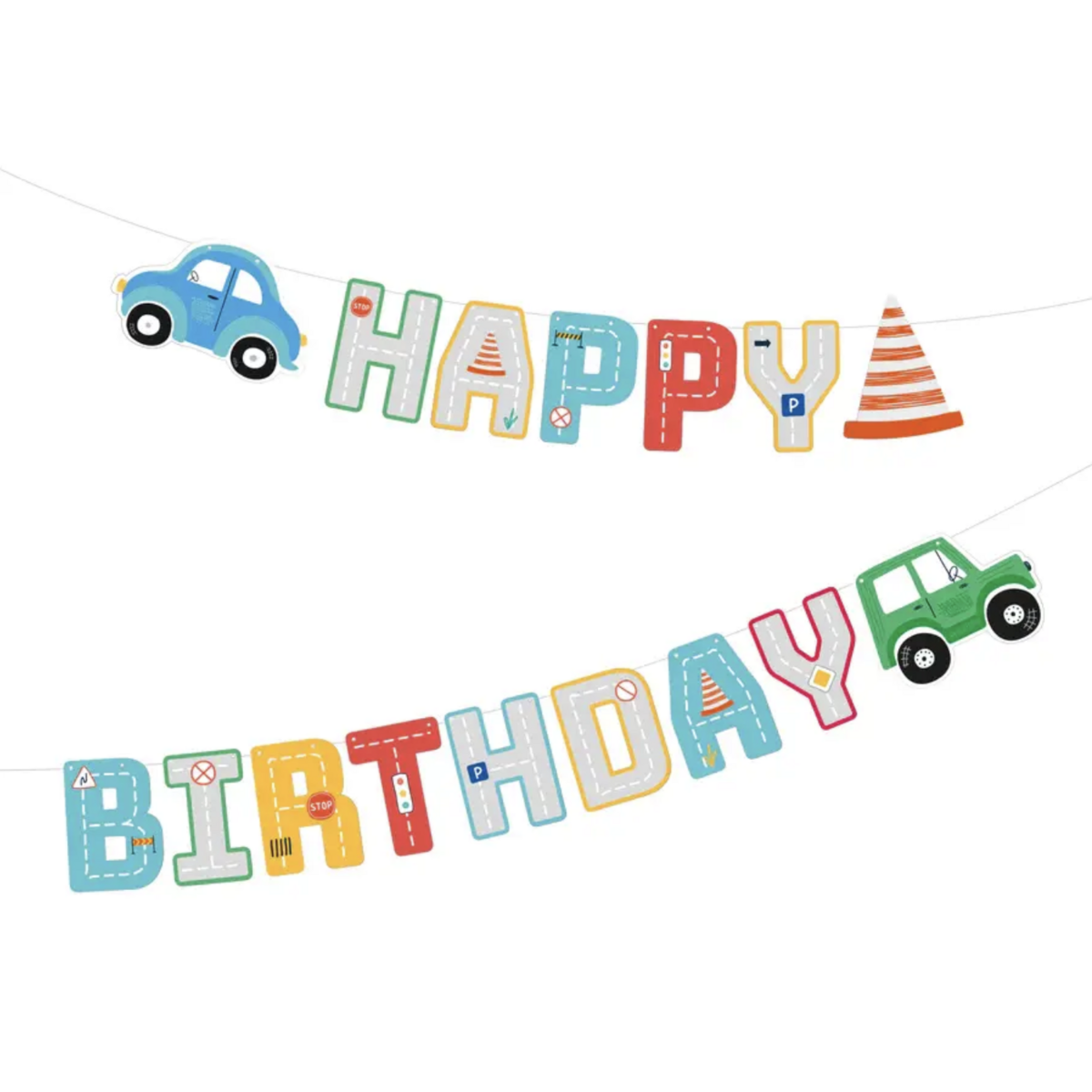 Banner Veicoli di buon compleanno | 250 x 17 cm
