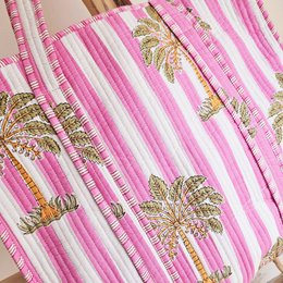 Blockprint schoudertas palmboom roze