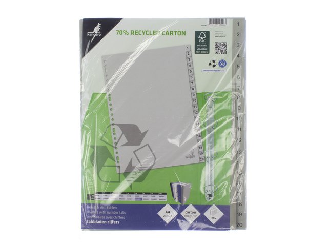 ECO tab Kangaro A4 numbers 180gr gray cardboard 23r 20pcs FSC