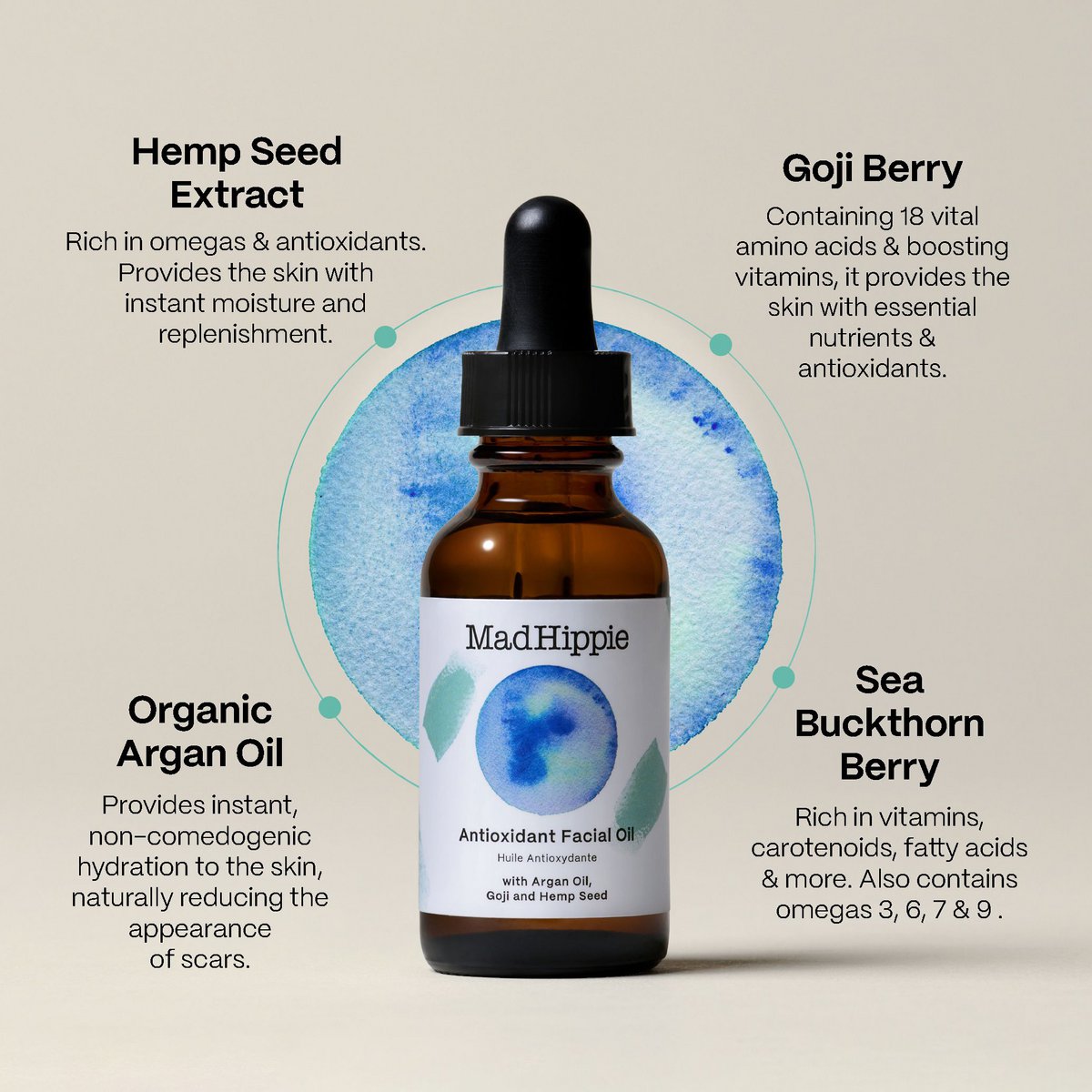 Olio viso antiossidante Mad Hippie 30 ml
