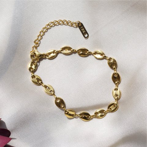 Achaz - Kaffeebohnen-Armband Gold