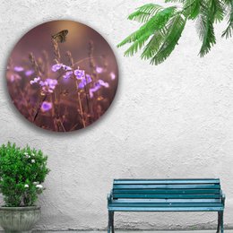 Round wall decor with tropical leaf design, available in multiple sizes from 20 cm to 60 cm diameter. Features a minimalist 'Zonnete' text in a circular frame.