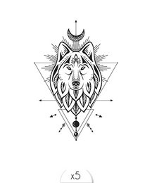 Tijdelijke tattoo: Grafische Wolf
