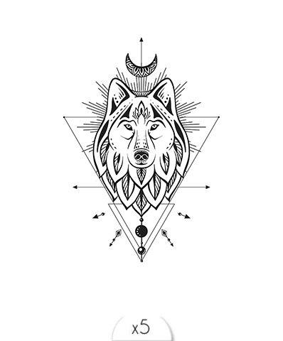 Tijdelijke tattoo: Grafische Wolf