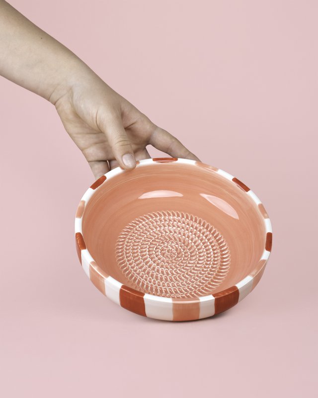Grattugia per aglio in ceramica - Rosa e rosso - Grande tesoro