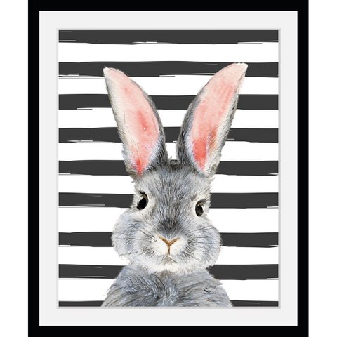 Rahmenbild - Grauer Hase mit Streifen