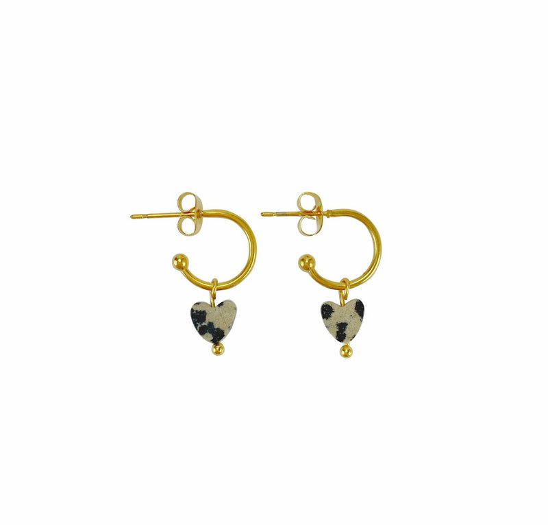 Øreringe Dalmatian Jasper Heart - Guld