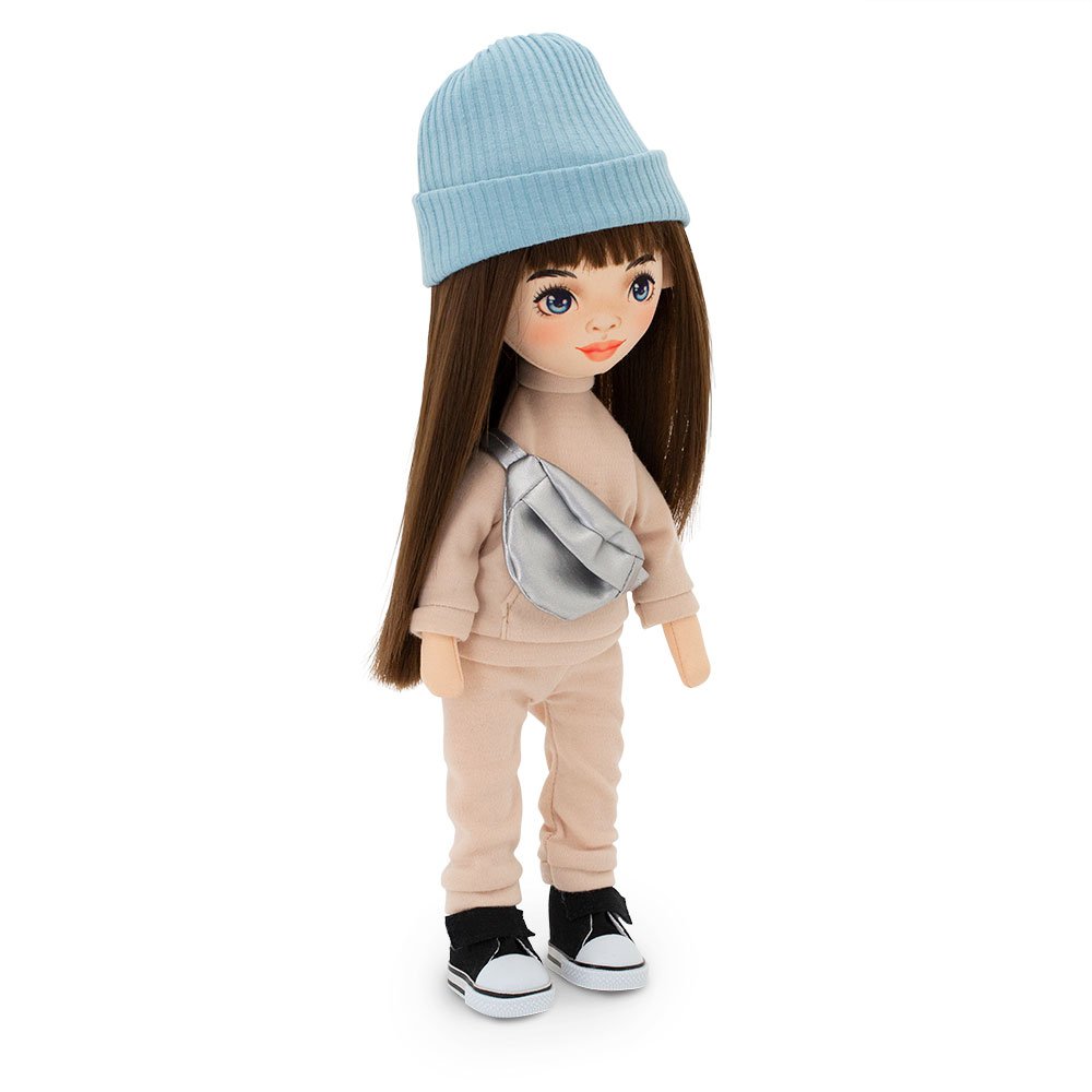 Soft Toy, Sweet Sisters - Sophie i en beige træningsdragt + bonustilbehør sæt (35 cm)