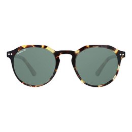  Bold acetate frame sunglasses in dark blue, beige, and multicolor. Polarized lenses provide UV protection.
