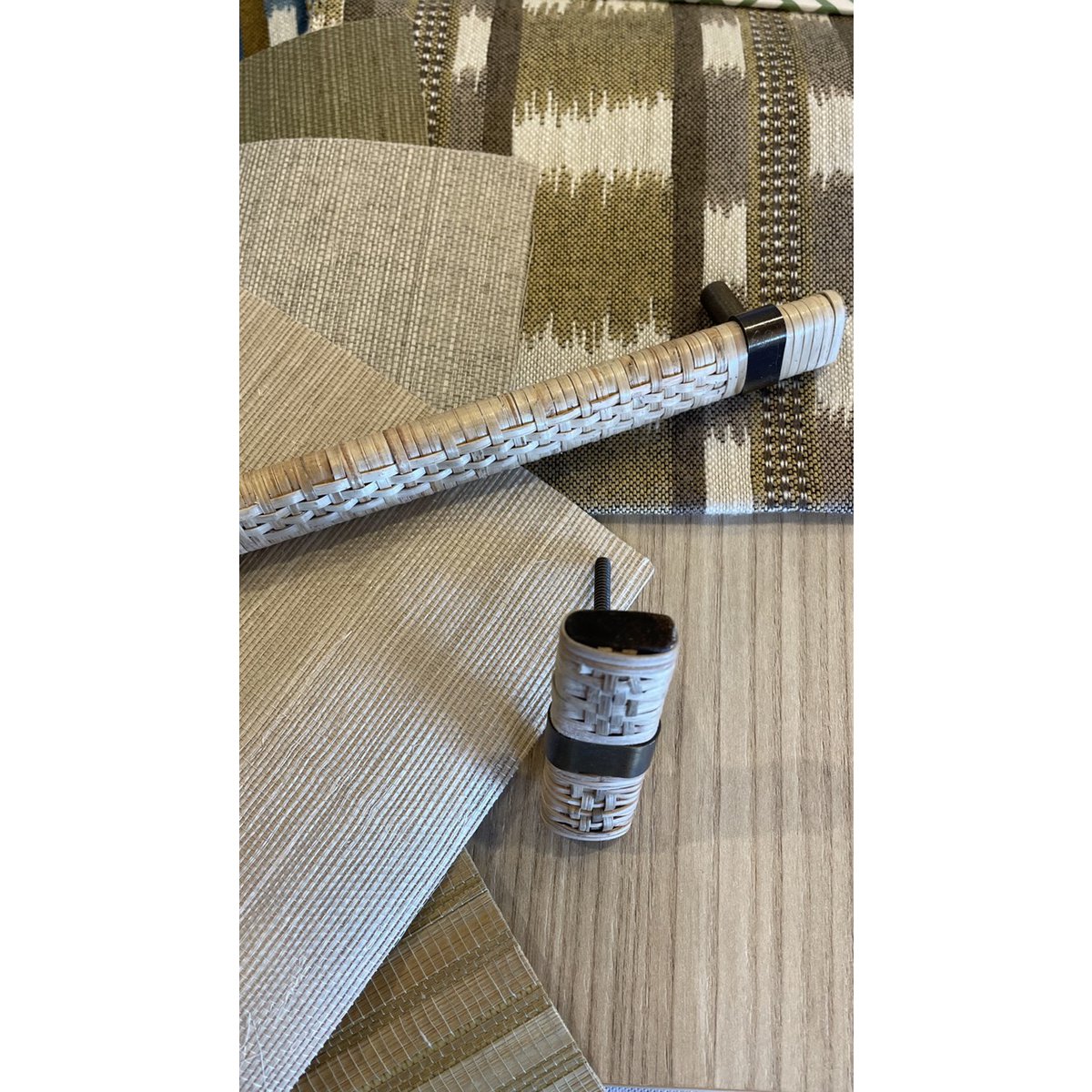 Cupboard button rectangular rattan