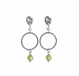 Statement Earrings Peridot & Moonstone - Silver