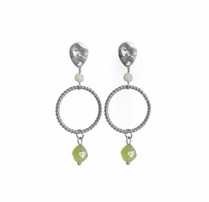 Statement-Ohrringe Peridot und Mondstein – Silber