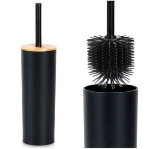 Toilet brush with stand metal black 36.5 cm