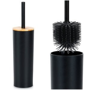 Toilet brush with stand metal black 36.5 cm