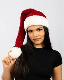 Santa hat - Red with white brim coarse knit