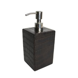 Seifenspender Kunstleder Kroko dunkelbraun Spender Leder Imitat