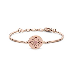 CO88 Collection Majestic 8CB-90459 Stalen Armband met bloem - 16,5 + 3,5 cm - Roségoudkleurig / Paars