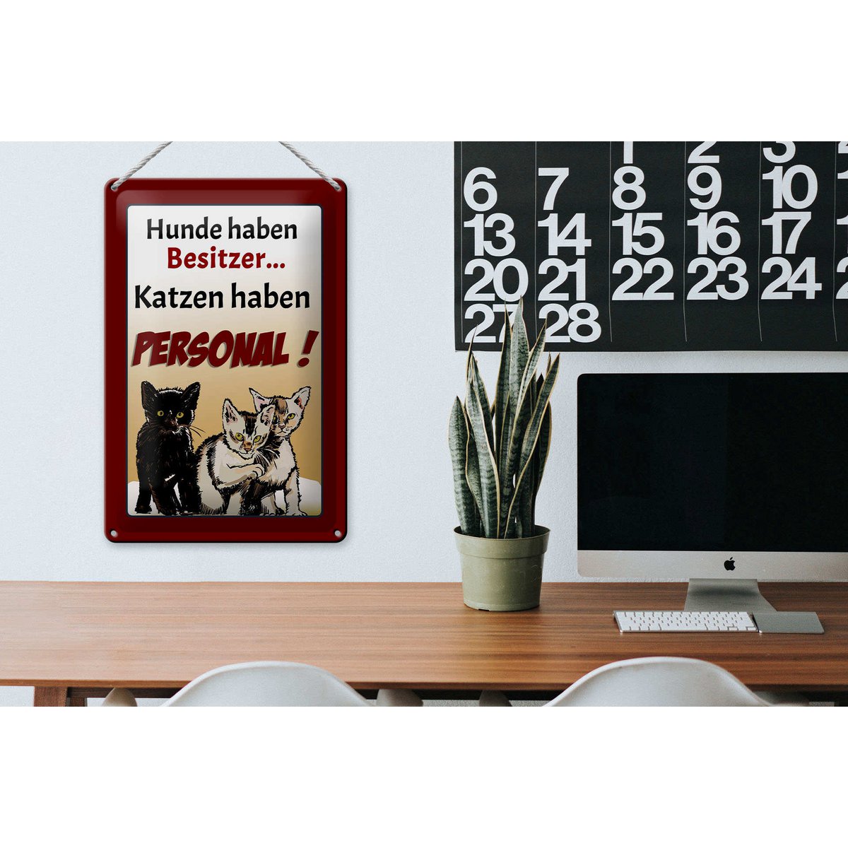 Tinnen bord met de tekst 20x30cm honden hebben eigenaren katten