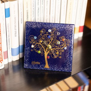Quadratisch Tischuhr in Murano -Glas, Geschenkidee, Gefälligkeiten, goldene Dekoration des Lebens