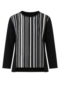 Striped Long Sleeve Zip Detail Top
