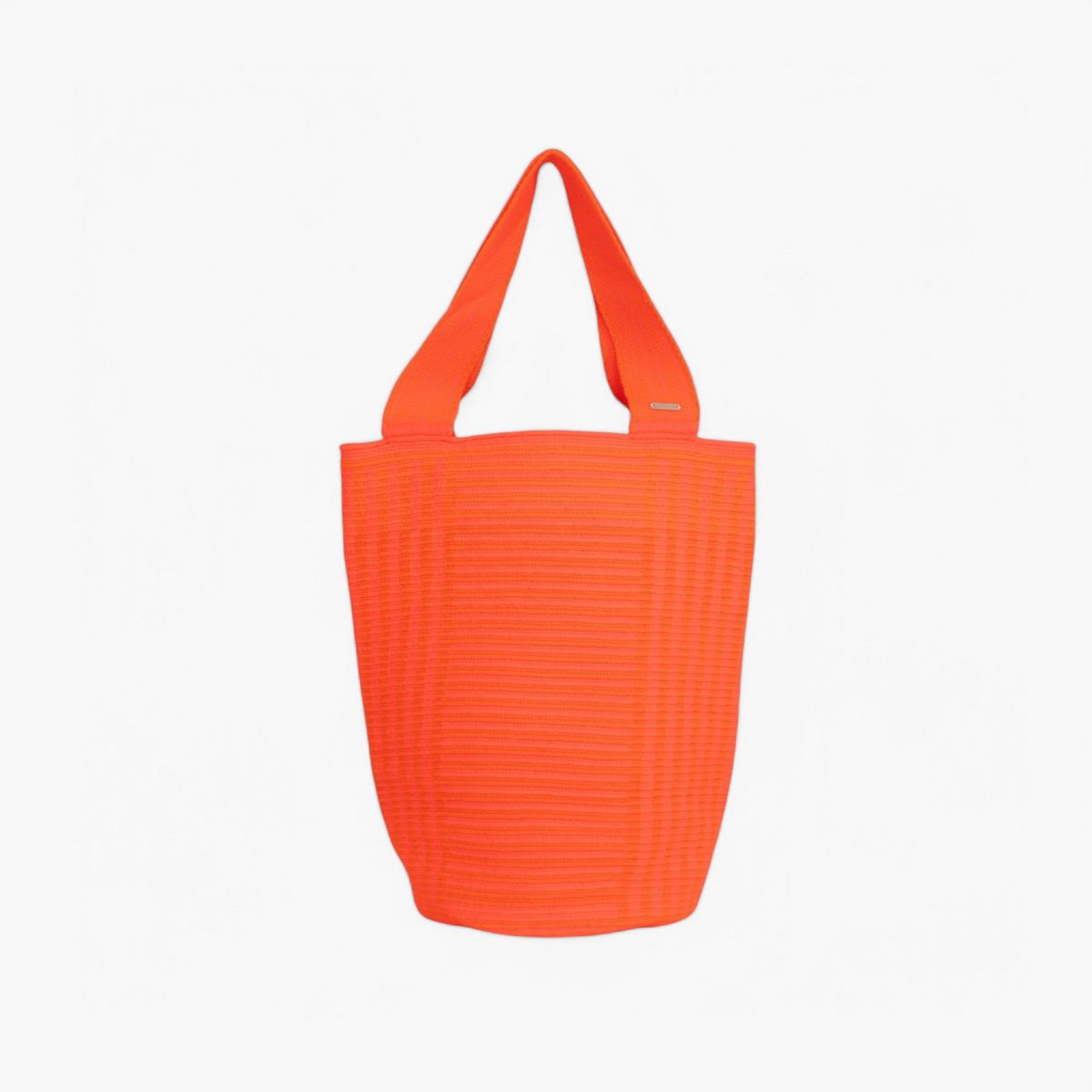 Gestreepte ronde draagtas L | Neon-oranje