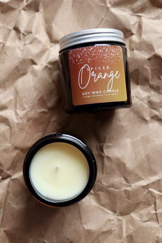 Spiced orange, natural soy wax candle with essential oils