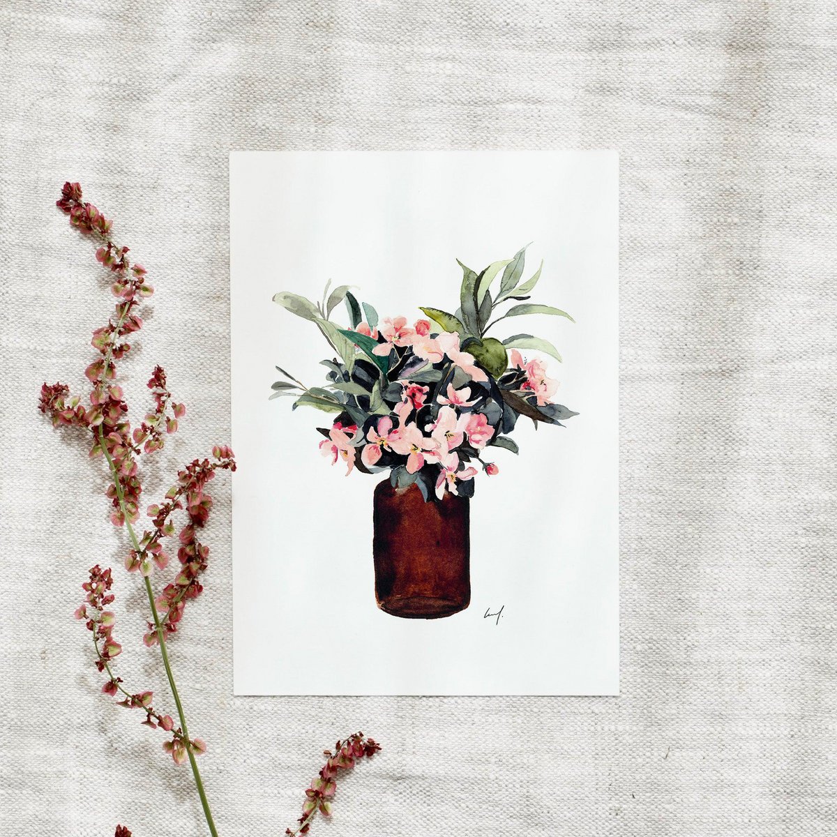 Postal - Ramo de Hortensias