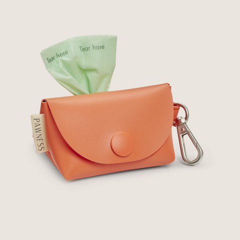 Vegan Leather Poop bag holder Bo - Coral