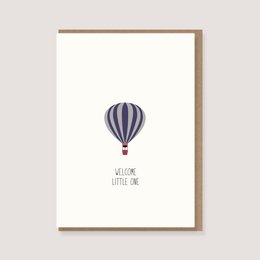 Tarjeta Doblada con Sobre - "Globo Aerostático - Bienvenido Pequeño"