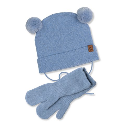 Gebreide babymuts en wanten, 2-delig