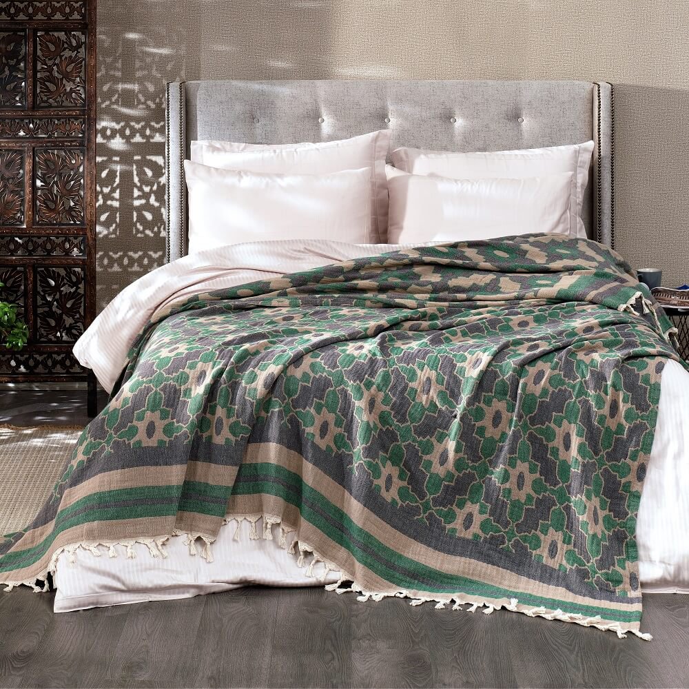 Leyla zachte katoenen jacquard sprei