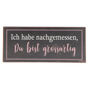 Textplatine 30x13 cm Braunmetallwandplatte