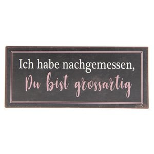 Textplatine 30x13 cm Braunmetallwandplatte