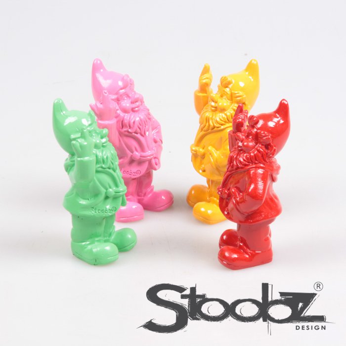 Stoobz Design Gnome F*ck You 10cm Set 4 pieces | Cheerful color mix
