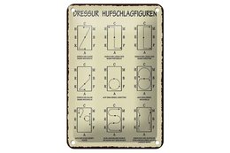 Blikskilt, hvor der står 12x18cm dressur hovbeat figurer dekoration
