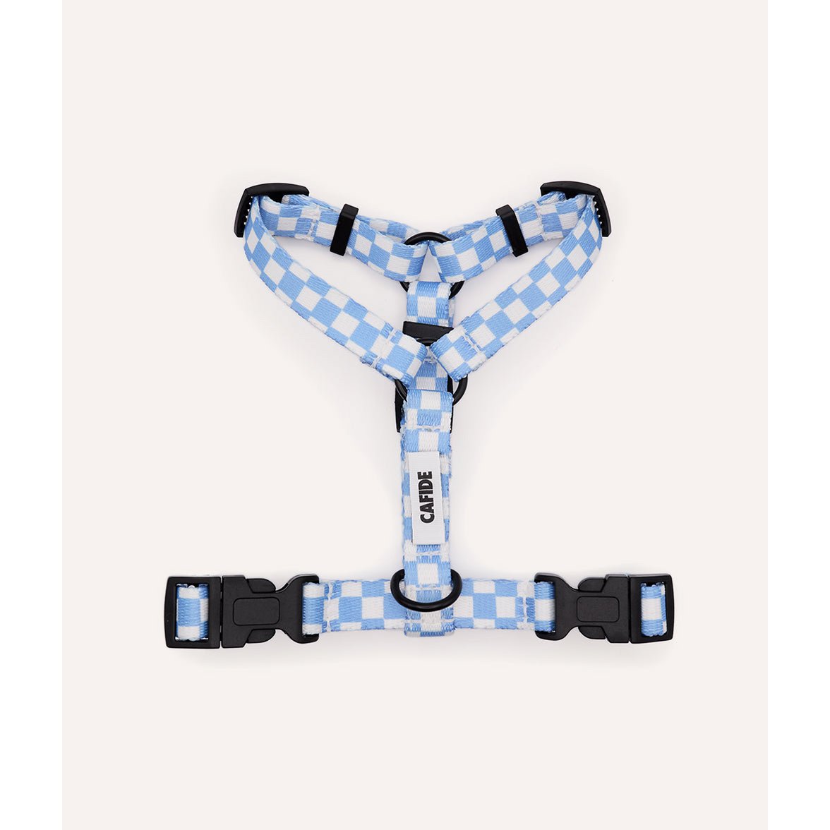 Geschirr aus recyceltem PET, blaues Vichy-Design, Juno