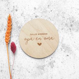 Jullie worden opa en oma - houten cirkel