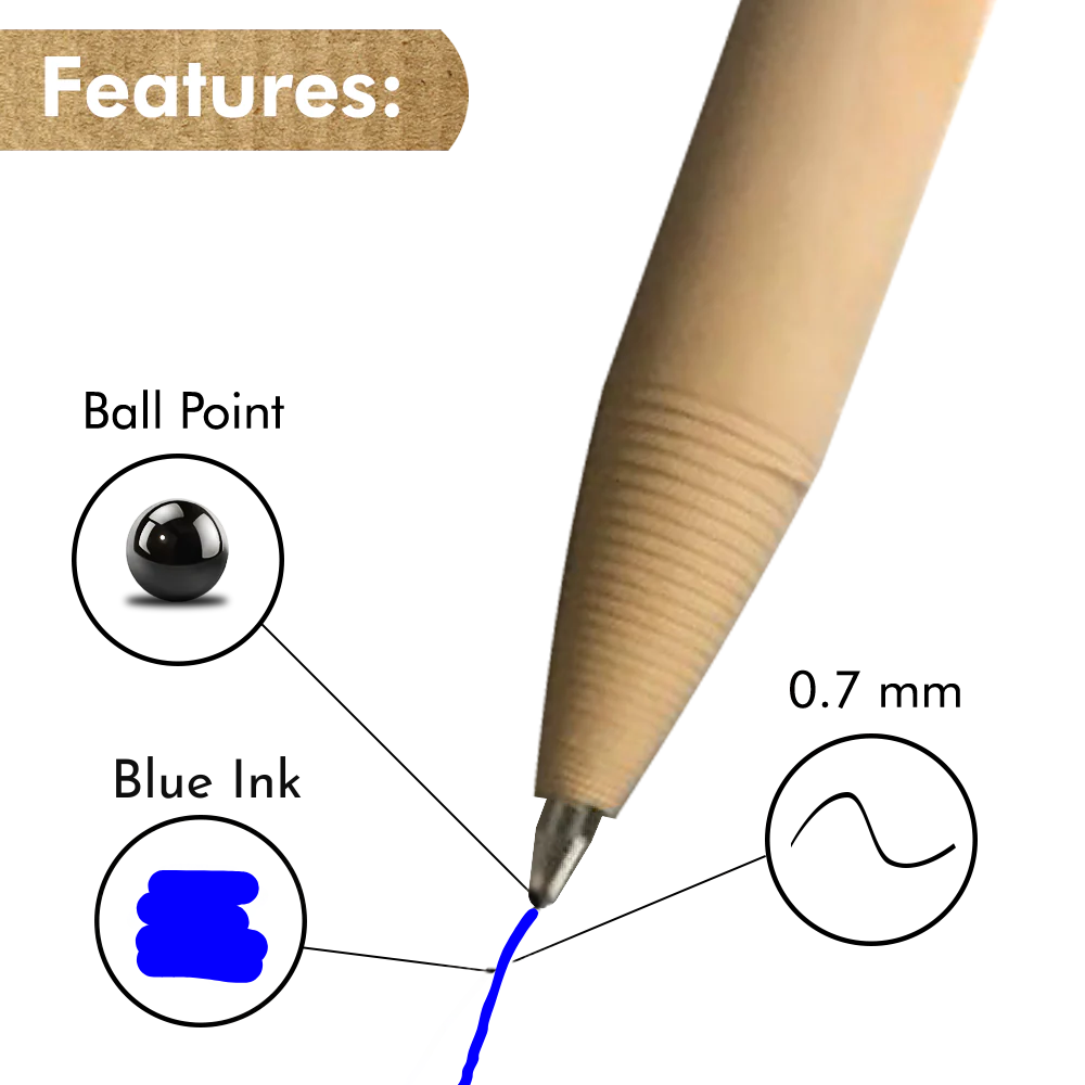 Stylos à billes en papier bleu encre - 24 pack