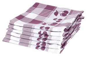 100% Katoenen Keukentextiel 6 stuks Kersen bordeaux
