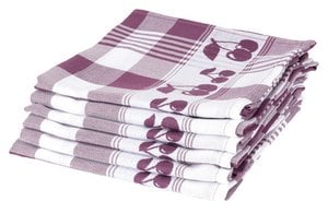 100% Katoenen Keukentextiel 6 stuks Kersen bordeaux