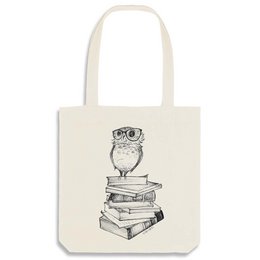 Burlap bag - book owl