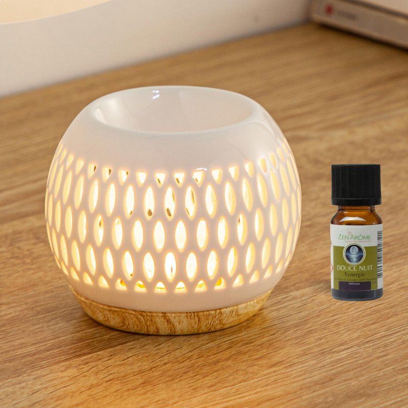 Céramy Series Parfumebrænder – Trellis – Lakeret keramisk lysestage – Spredning af duftvoks, æteriske olier – Dekorativ gaveidé