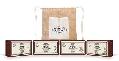 Jute Backpack – 4 Vintage 150G Soaps (Milk Cream, Verbena, Rose, Orange Blossom)