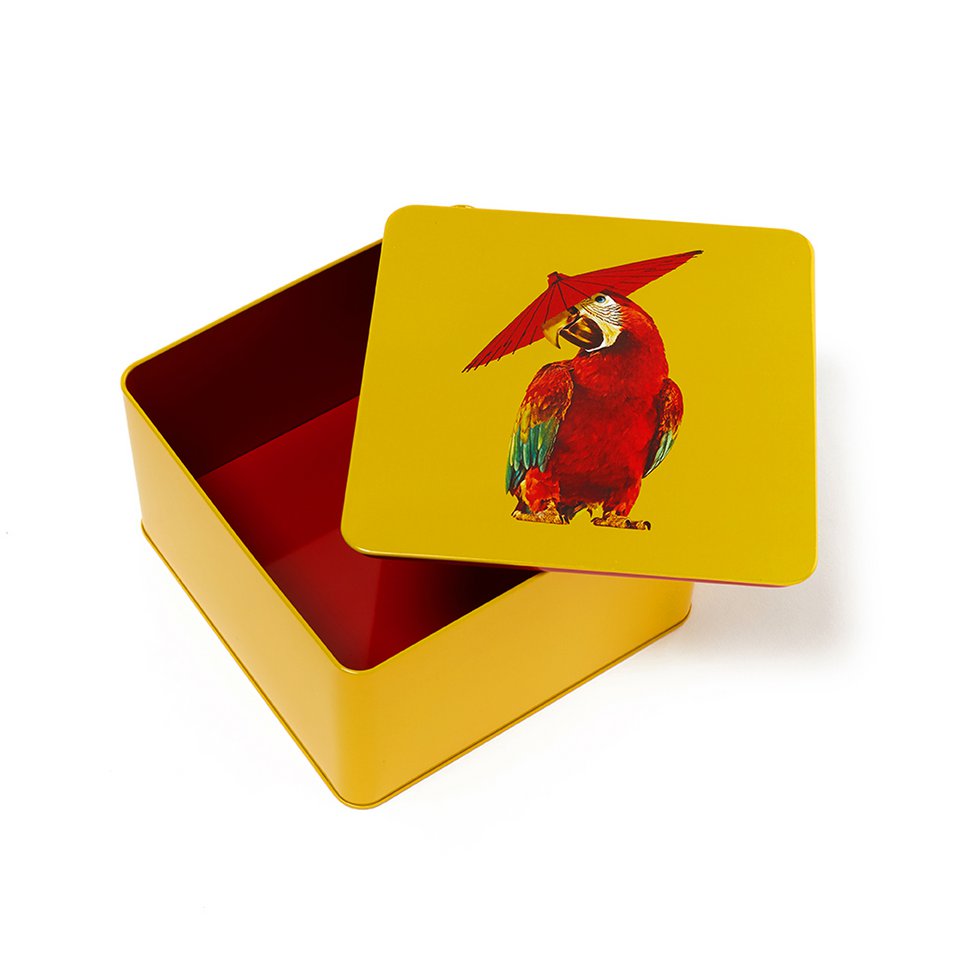 Raincoat square metal tin box