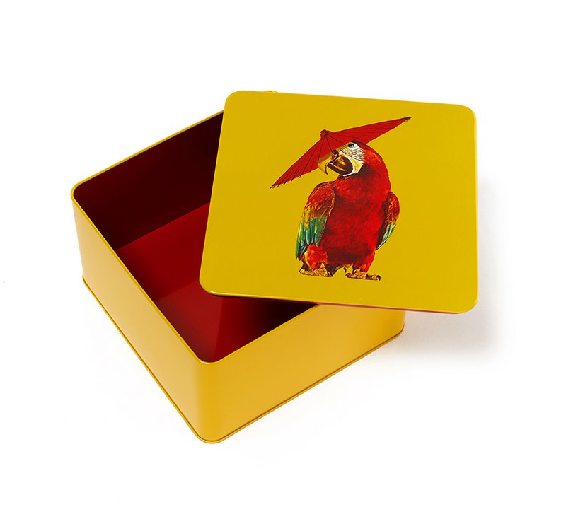 Raincoat square metal tin box