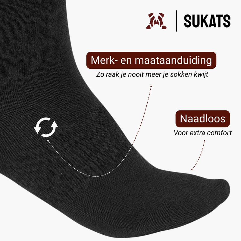 Sukats® 4 of 8 Paar Merino Wol Sokken met badstofzool | Wollen Sokken | Naadloos | Zwart of Navy Blue | Meerdere maten