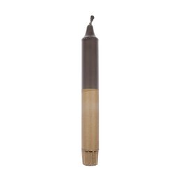 Tall, cylindrical dinner candle in a black and gold dip-dye design.