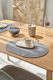 Mantel individual de fieltro ovalado STELLE gris