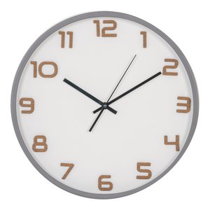 Greenwich Wanduhr - Grau, Glas, Kunststoff, Ø35cm